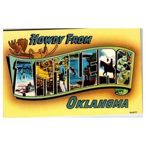 Vintage Howdy From Antlers Oklahoma Chrome Postcard by Weger News Agency